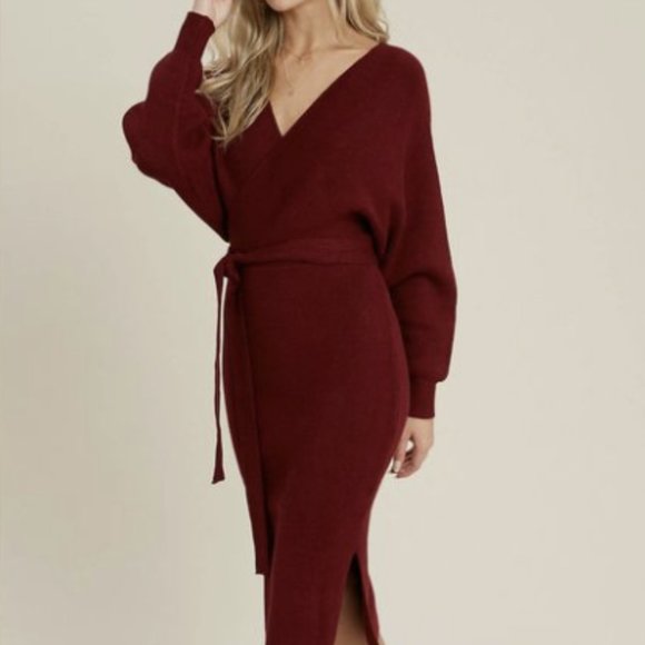 Maroon, wine colored sweater dress, size medium - Picture 1 of 5